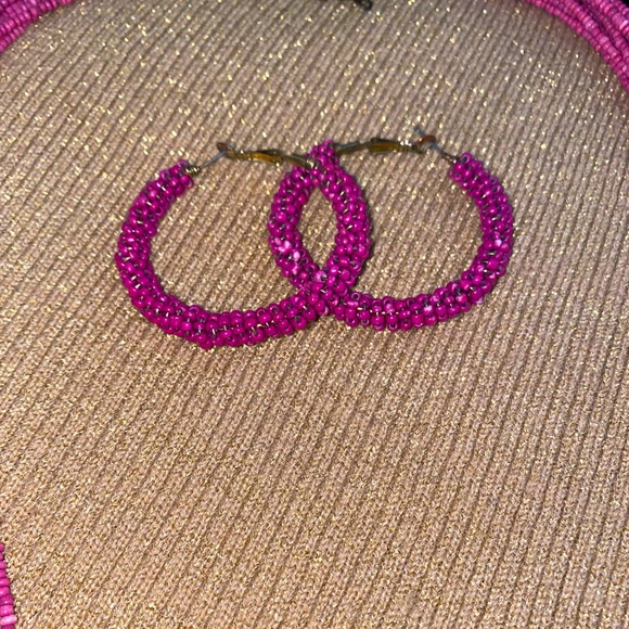 MULTI STRAND BEADED PINK & BRONZE NECKLACE WITH EARRINGS - Picture 3 of 5